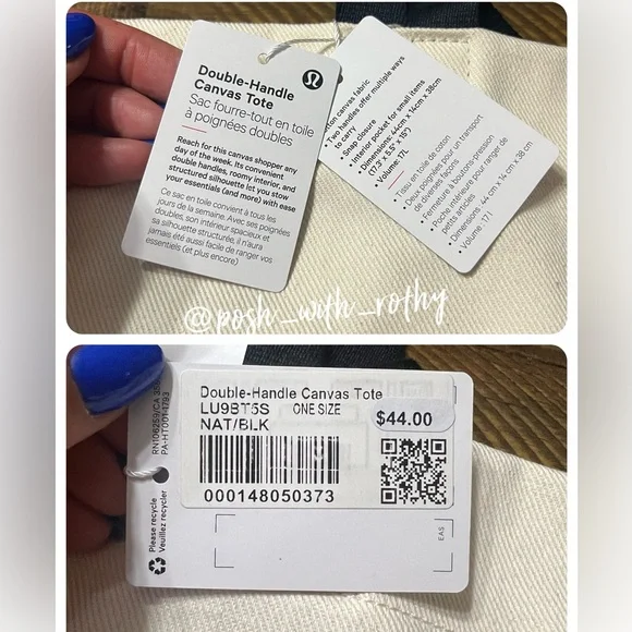 🍋 Lululemon Double-Handle Canvas Tote Bag 17L, NWT - Picture 6 of 12